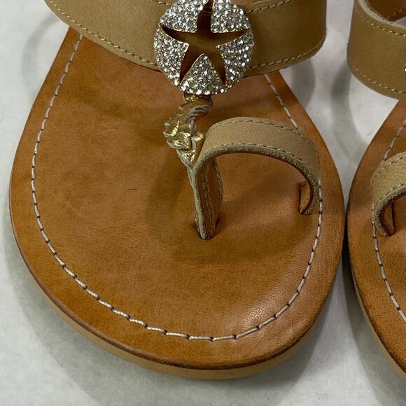 Skemo Sandals Womens 8.5 US 39 Silver Sand Dollar Toe Loop Flats Boho Leather - Picture 3 of 11